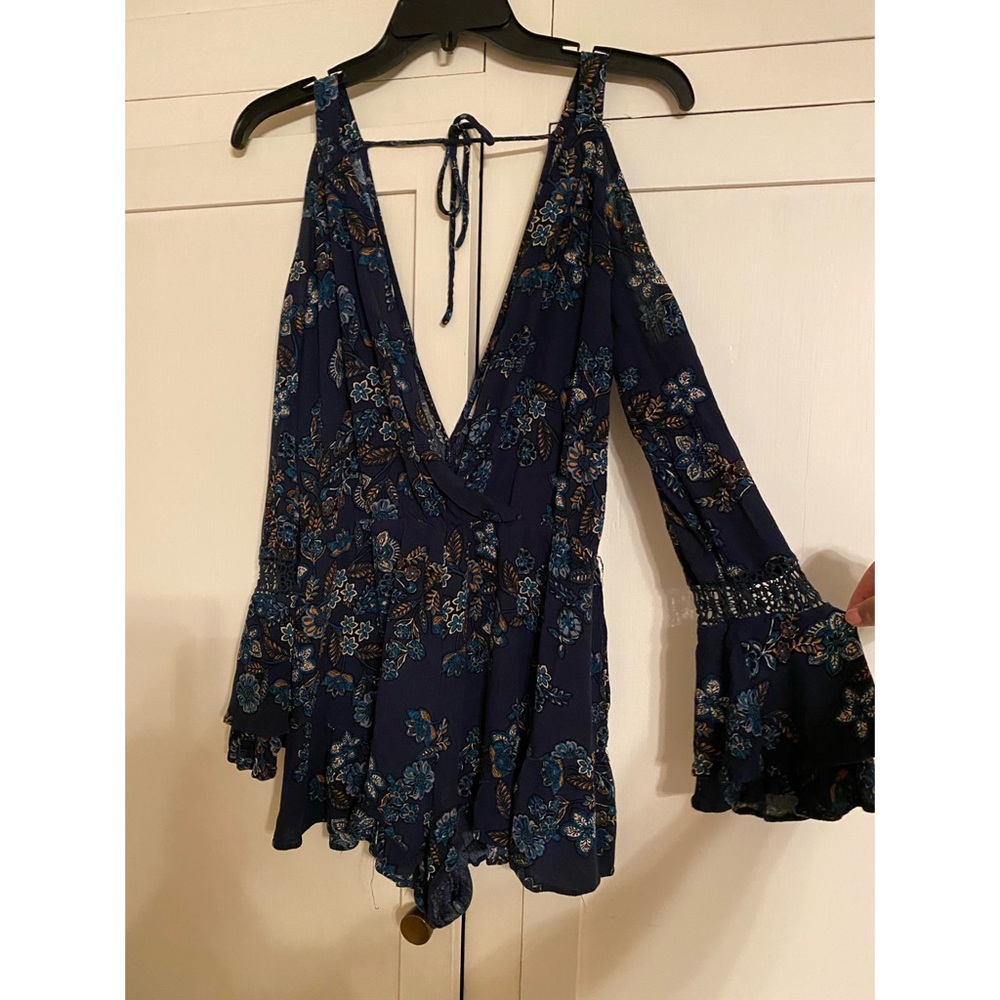 Dark blue floral romper